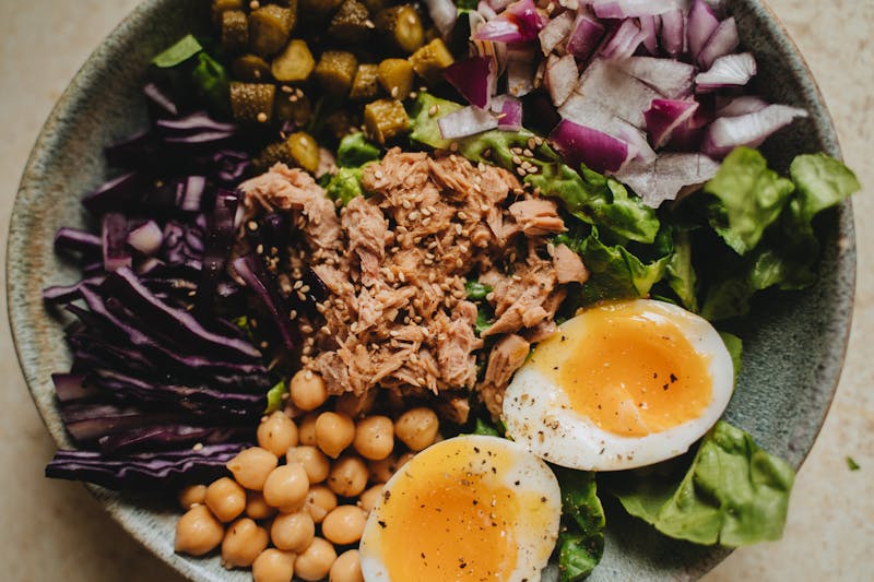 Spiced chickpea and roasted vegetable starter