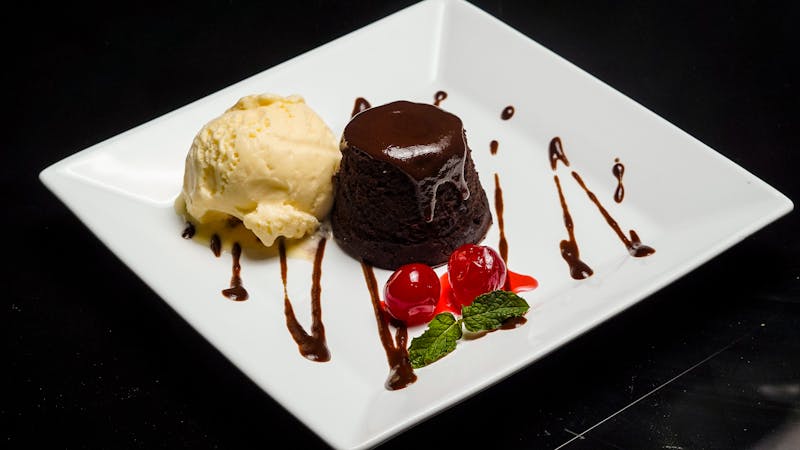 Chocolate lava cake with ice cream