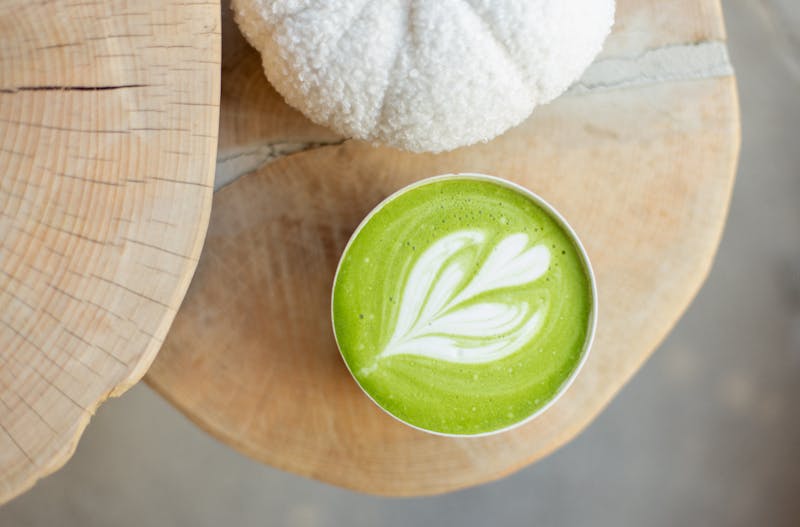 Matcha latte with steamed milk